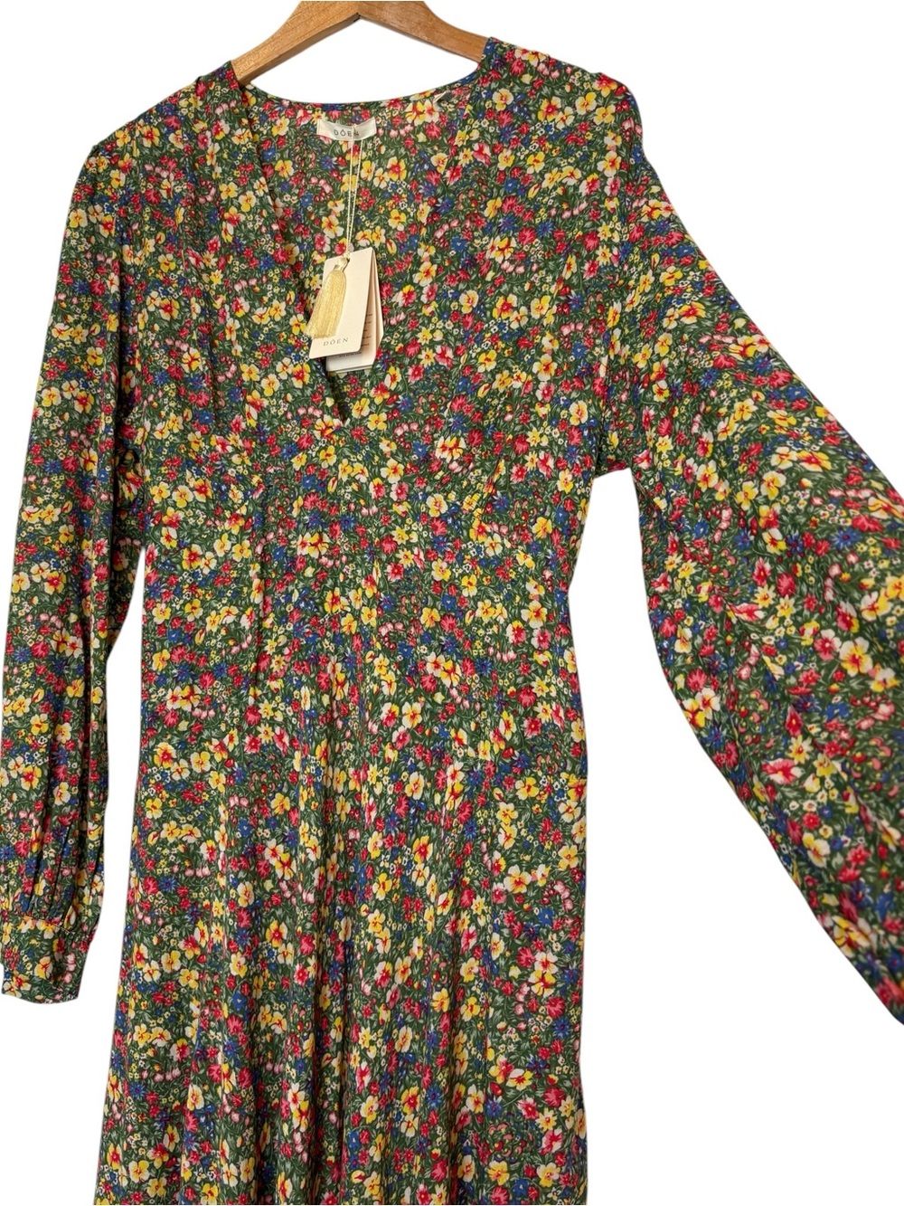 Doen Charleston Dress Long Green Valley Floral Long Sleeve XXL NWT - Picture 12 of 15